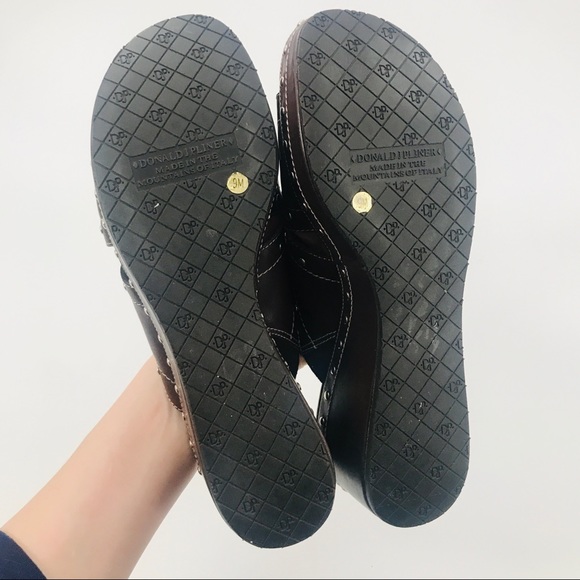 Donald J. Pliner Syra Brown Studded Wide Cross Strap Platform - Picture 6 of 6